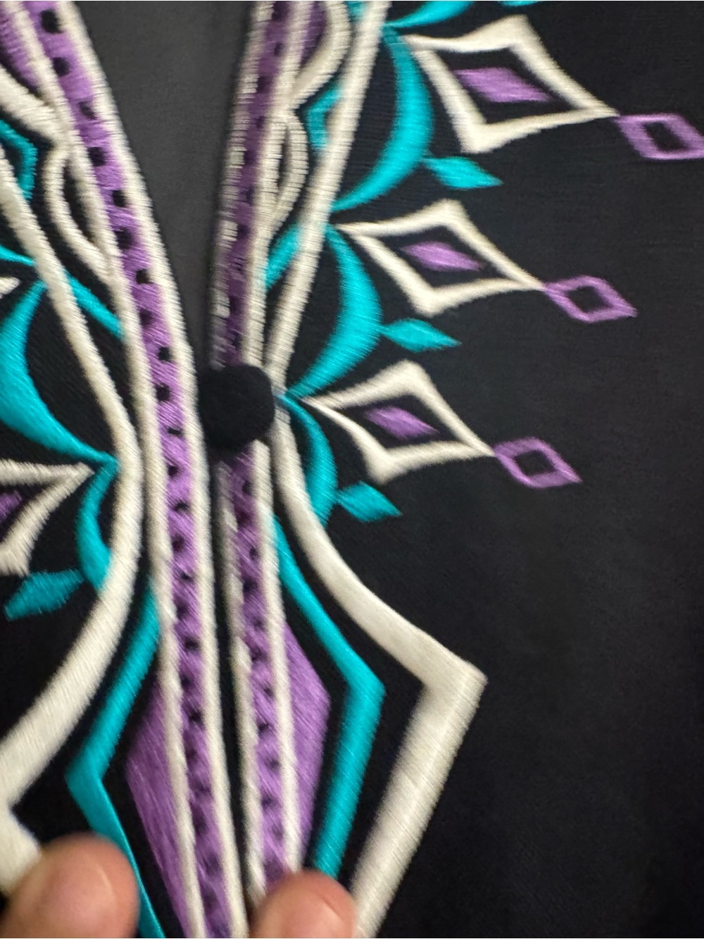 Bob Mackie Wearable Art Womens Plus Size 3X Embroidered Jacket Linen Black Blue - Picture 6 of 16